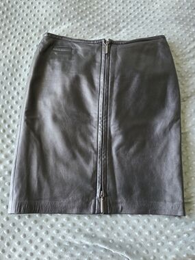 Leather Pencil Skirt with Center Front Zipper - Black